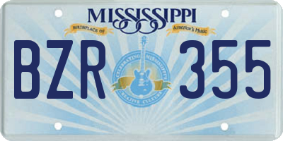 MS license plate BZR355