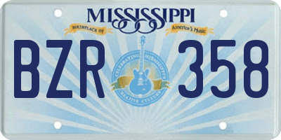 MS license plate BZR358
