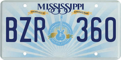 MS license plate BZR360