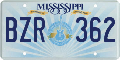MS license plate BZR362