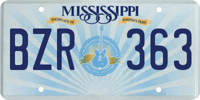 MS license plate BZR363
