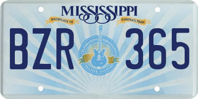 MS license plate BZR365