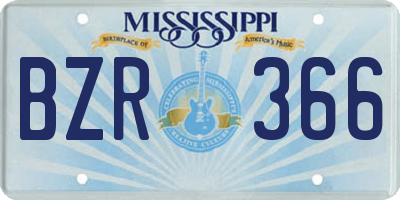 MS license plate BZR366