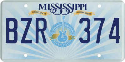 MS license plate BZR374