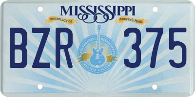 MS license plate BZR375