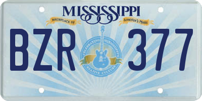 MS license plate BZR377