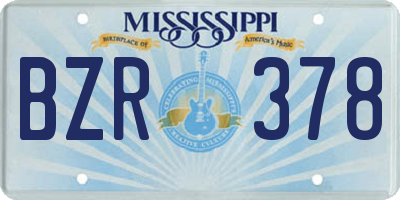 MS license plate BZR378