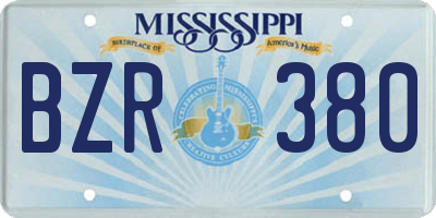 MS license plate BZR380