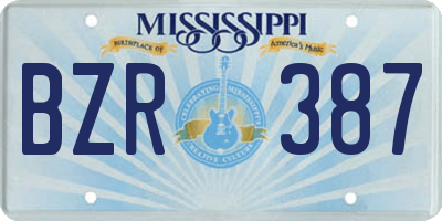 MS license plate BZR387