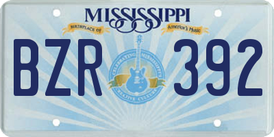 MS license plate BZR392