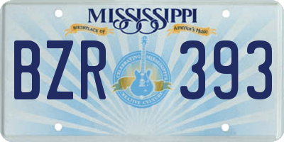 MS license plate BZR393