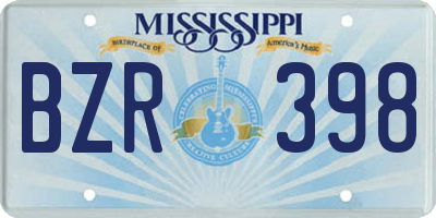 MS license plate BZR398
