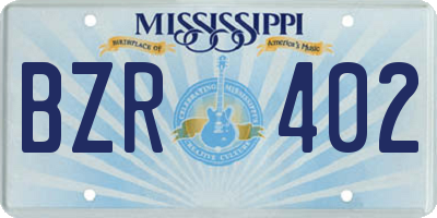 MS license plate BZR402