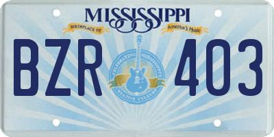 MS license plate BZR403