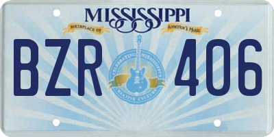MS license plate BZR406