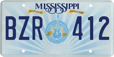 MS license plate BZR412