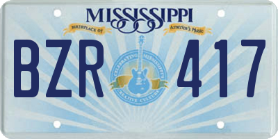 MS license plate BZR417