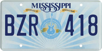 MS license plate BZR418
