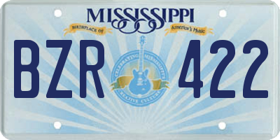 MS license plate BZR422