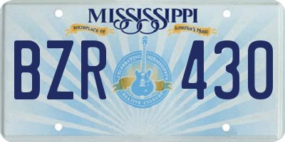 MS license plate BZR430