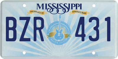 MS license plate BZR431