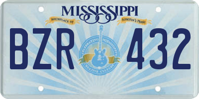 MS license plate BZR432