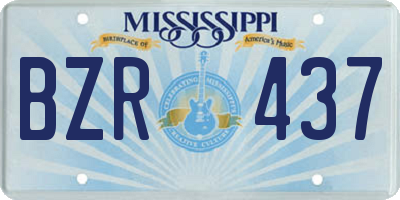 MS license plate BZR437