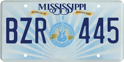 MS license plate BZR445