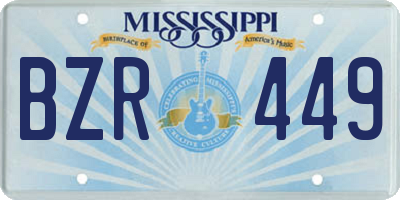 MS license plate BZR449
