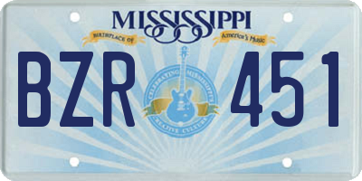 MS license plate BZR451