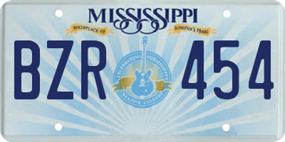 MS license plate BZR454
