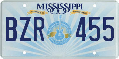 MS license plate BZR455