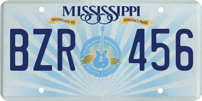 MS license plate BZR456
