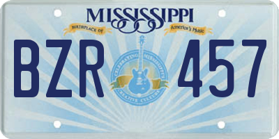 MS license plate BZR457