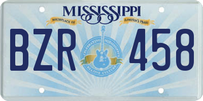 MS license plate BZR458