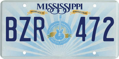 MS license plate BZR472