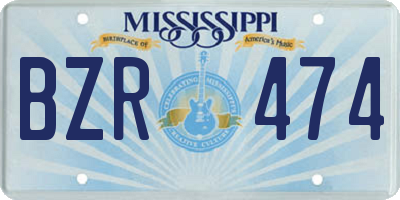 MS license plate BZR474