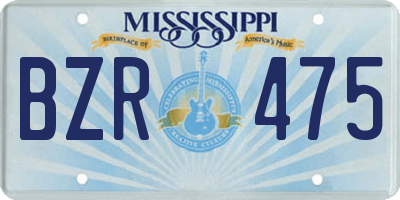 MS license plate BZR475
