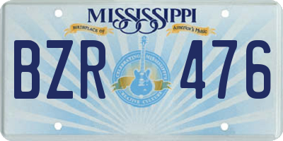 MS license plate BZR476