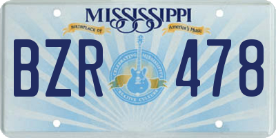 MS license plate BZR478