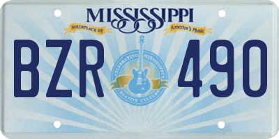 MS license plate BZR490