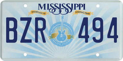 MS license plate BZR494