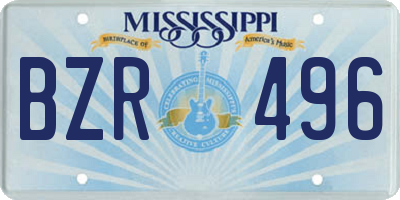 MS license plate BZR496
