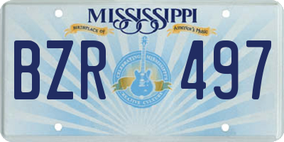 MS license plate BZR497