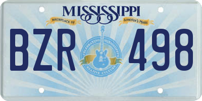 MS license plate BZR498