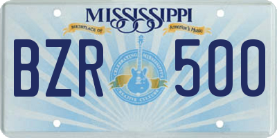 MS license plate BZR500