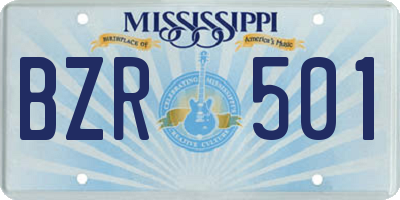 MS license plate BZR501