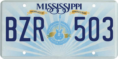 MS license plate BZR503