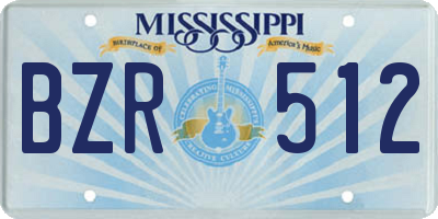 MS license plate BZR512