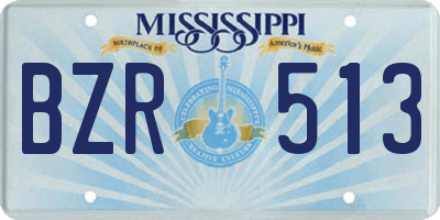 MS license plate BZR513